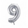Balony foliowe Cyfra 90 - 86 cm - Srebrny