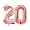 Balony foliowe Cyfra 20 - 86 cm - Różowe Złoto.