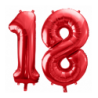 Balony foliowe Cyfra 18 - 86 cm - Czerwony