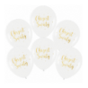 Balony nadruk na Chrzest Święty biodegradowalne biało-złote - 6 sztuk