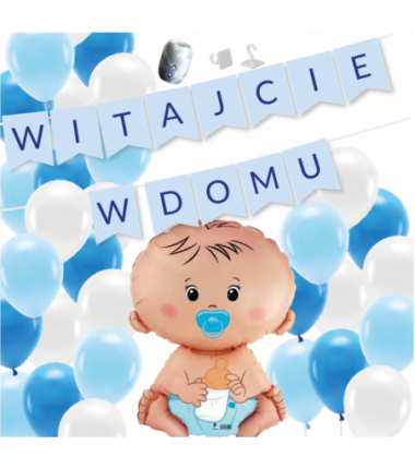 Box balonowy WITAJCIE W DOMU - niebieski