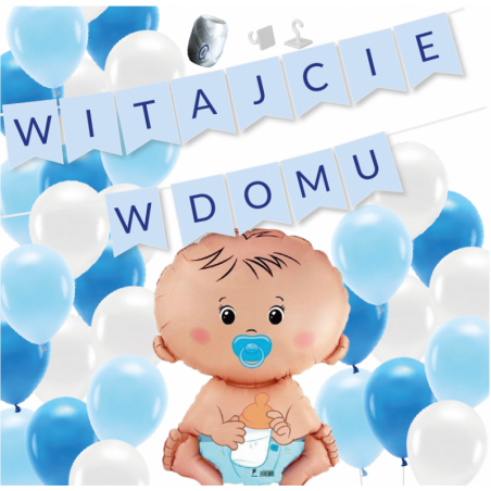 Box balonowy WITAJCIE W DOMU - niebieski