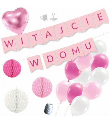 Box balonowy WITAJCIE W DOMU - różowy