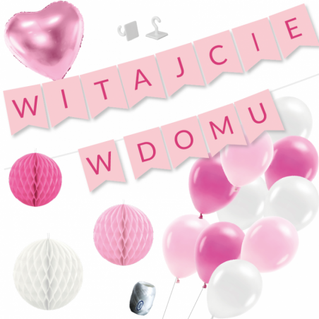 Box balonowy WITAJCIE W DOMU - różowy