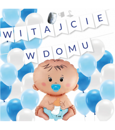 Box balonowy WITAJCIE W DOMU - niebieski II