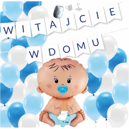 Box balonowy WITAJCIE W DOMU - niebieski II
