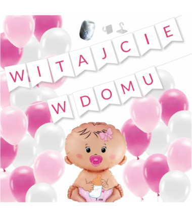 Box balonowy WITAJCIE W DOMU - różowy