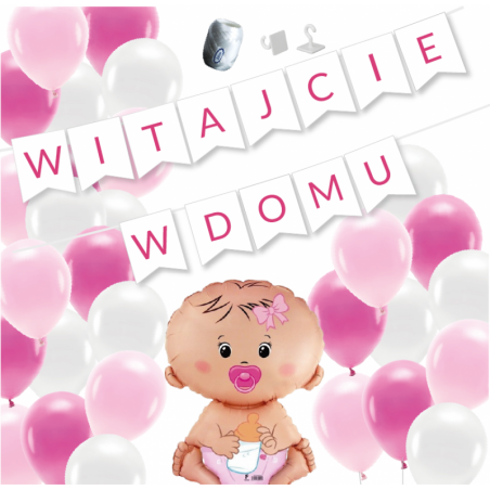 Box balonowy WITAJCIE W DOMU - różowy