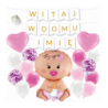 Box balonowy WITAJ W DOMU IMIĘ - złoty + bobas różowy