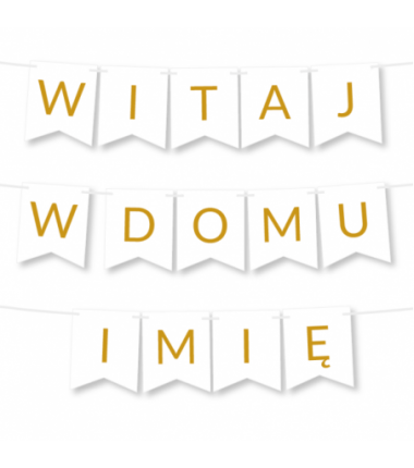 Box balonowy WITAJ W DOMU IMIĘ - złoty + bobas różowy kurtyna