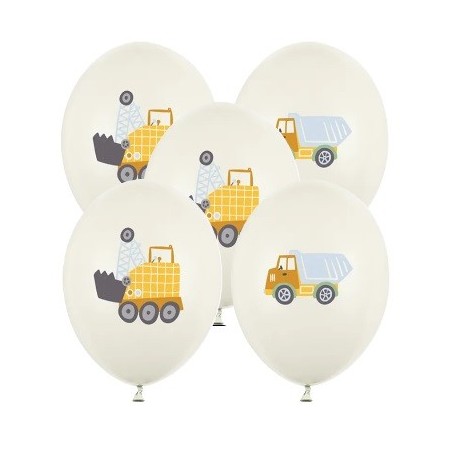 Balony nadruk Pojazdy budowlane 30 cm - 5 sztuk