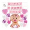 Box balonowy WITAJ W DOMU IMIĘ - różowy + bobas różowy
