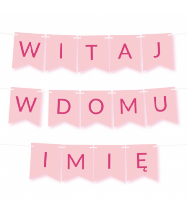Box balonowy WITAJ W DOMU IMIĘ - różowy + bobas różowy