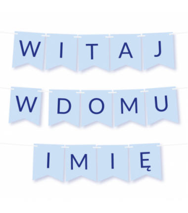 Box balonowy WITAJ W DOMU IMIĘ - niebieski + bobas niebieski