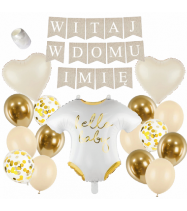 Box balonowy WITAJ W DOMU IMIĘ - boho + śpioszki
