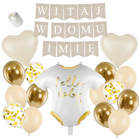 Box balonowy WITAJ W DOMU IMIĘ - boho + śpioszki