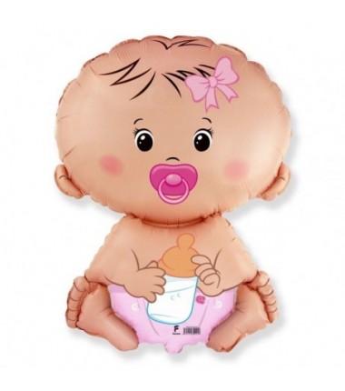 Box balonowy WITAJ W DOMU IMIĘ - kwiaty rose gold + bobas różowy