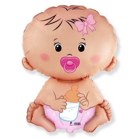 Box balonowy WITAJ W DOMU IMIĘ - kwiaty rose gold + bobas różowy