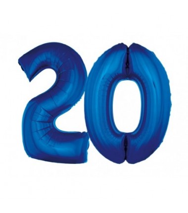 Balony foliowe Cyfra 20 - 92 cm - Niebieski
