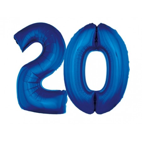 Balony foliowe Cyfra 20 - 92 cm - Niebieski