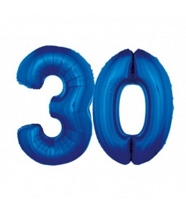 Balony foliowe Cyfra 30 - 92 cm - Niebieski