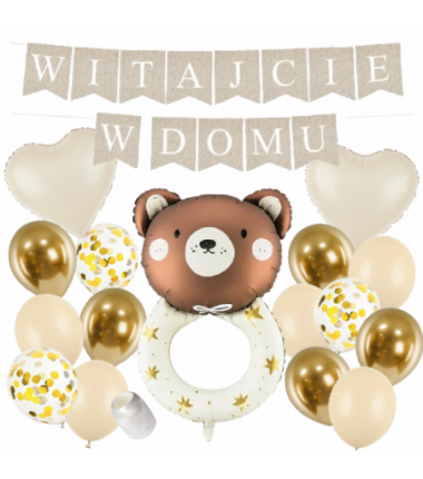 Box balonowy WITAJCIE W DOMU - boho + grzechotka