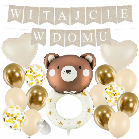 Box balonowy WITAJCIE W DOMU - boho + grzechotka