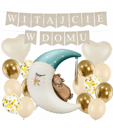 Box balonowy WITAJCIE W DOMU - boho + księżyc niebieski