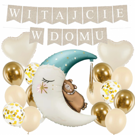 Box balonowy WITAJCIE W DOMU - boho + księżyc niebieski