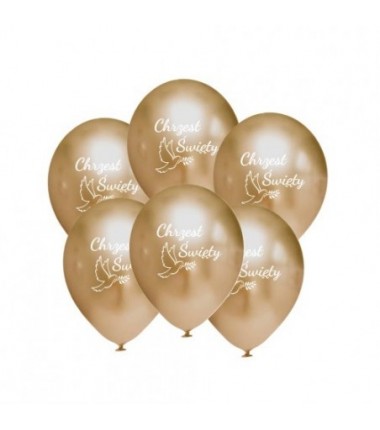 Balony nadruk 30 cm Chrzest Święty złote Chrome - 6 sztuk