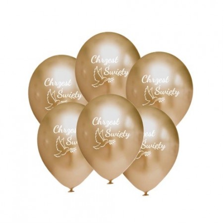 Balony nadruk 30 cm Chrzest Święty złote Chrome - 6 sztuk