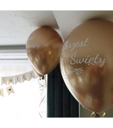 Balony nadruk 30 cm Chrzest Święty złote Chrome - 6 sztuk