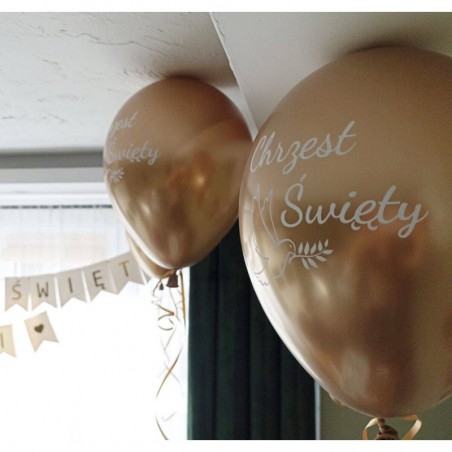 Balony nadruk 30 cm Chrzest Święty złote Chrome - 6 sztuk