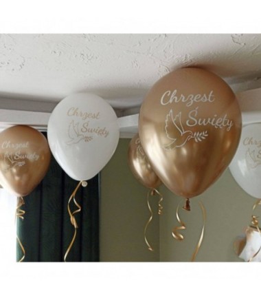 Balony nadruk 30 cm Chrzest Święty złote Chrome - 6 sztuk