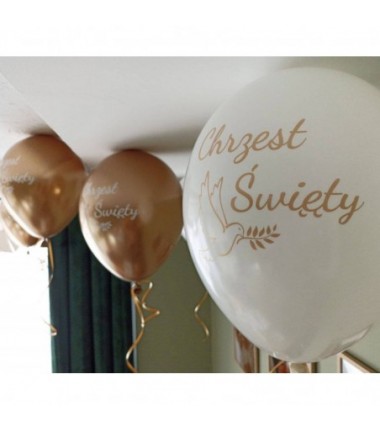 Balony nadruk 30 cm Chrzest Święty złote Chrome - 6 sztuk