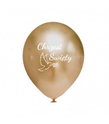 Balony nadruk 30 cm Chrzest Święty złote Chrome - 6 sztuk