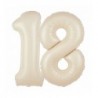 Balony foliowe Cyfra 18 - 100 cm - Kremowy