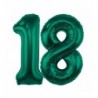 Balony foliowe Cyfra 18 - 85 cm - Ciemna zieleń butelkowa