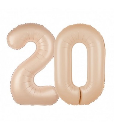 Balony foliowe Cyfra 20 - 100 cm - Karmelowy