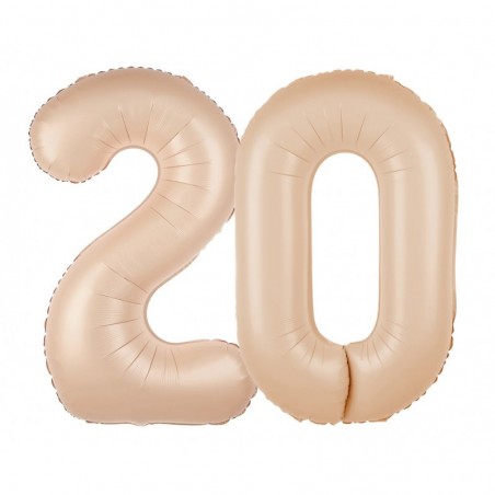 Balony foliowe Cyfra 20 - 100 cm - Karmelowy
