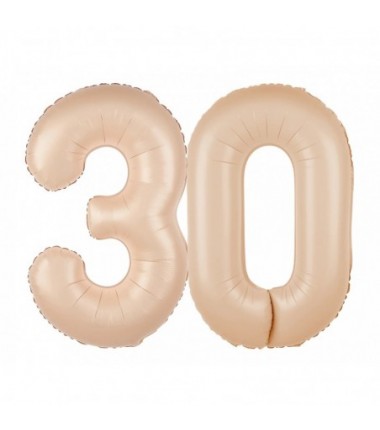 Balony foliowe Cyfra 30 - 100 cm - Karmelowy