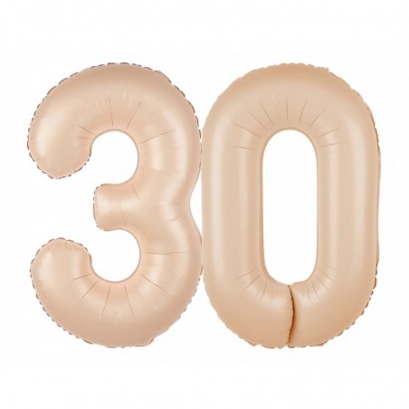 Balony foliowe Cyfra 30 - 100 cm - Karmelowy