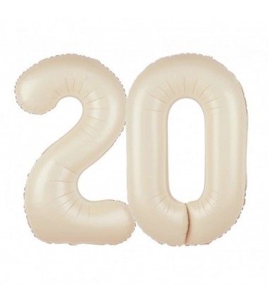 Balony foliowe Cyfra 20 - 100 cm - Kremowy