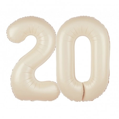 Balony foliowe Cyfra 20 - 100 cm - Kremowy