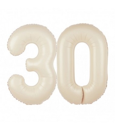 Balony foliowe Cyfra 30 - 100 cm - Kremowy