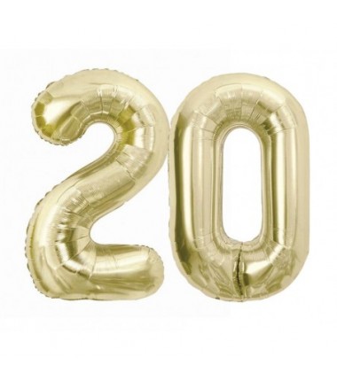 Balony foliowe Cyfra 20 - 85 cm - Złoty szampański
