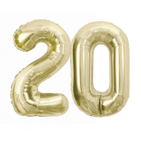 Balony foliowe Cyfra 20 - 85 cm - Złoty szampański
