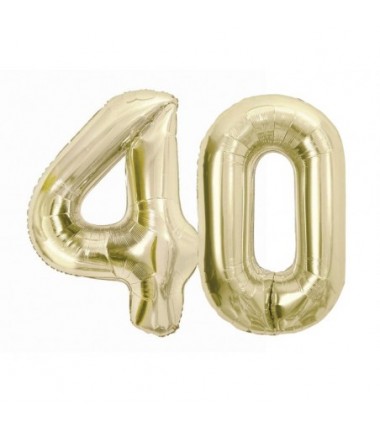 Balony foliowe Cyfra 40 - 85 cm - Złoty szampański