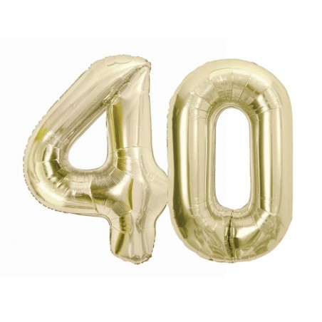 Balony foliowe Cyfra 40 - 85 cm - Złoty szampański