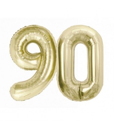 Balony foliowe Cyfra 90 - 85 cm - Złoty szampański